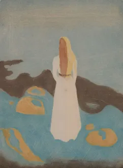 Drucke von Junge Frau am Strand, 1896; Privatbesitz Edvard Munch Drucke: Junge Frau am Strand, 1896