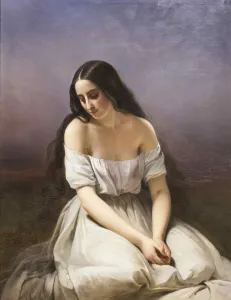 Eine junge Frau kniend, 1839. Schöpferin: Brune-Pages, Aimee (1803-1866)