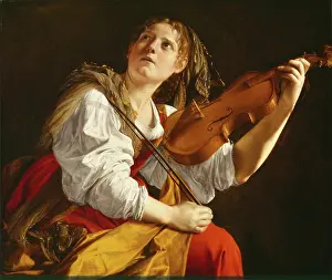 Junge Frau mit einer Violine (Heilige Zöline), um 1612. Künstler: Orazio Gentileschi
