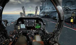 Herr Harrier-Pilot bereitet sich auf Start vor
