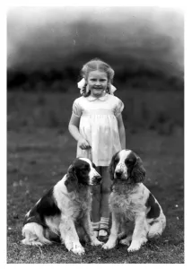 Vintage Dog Photography Drucke: Fall / Child & Spaniel