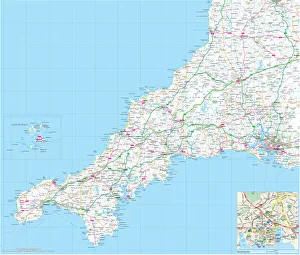Drucke von Ein detaillierter Kartenplan der glorreichen Grafschaft Cornwall in England Digitales Kunstwerk Drucke: Karten der Grafschaft Cornwall