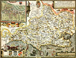 Der historische Atlas von Dorset, gezeichnet von John Speed im Jahr 1610