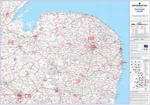 Bilder datiert: Bezirkskarte Postleitzahlenblatt 15 Ostengland Nord