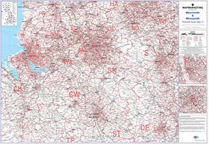 Bilder Datiert 18. April 2020: Bauzonenkarte Blatt 17 Postleitzahlenbereiche um Manchester und den Liverpool-Bezirk
