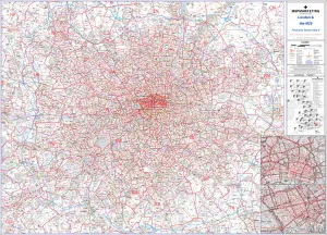 Drucke von Dieses Postleitzahlsektormap (Blatt 8) zeigt alle Teile der Postleitzahl und die erste Zahl des zweiten Teils, oder Inwärtscode (z.B. EX20 3), für London und den M25 Digitales Kunstwerk Drucke: Die Postleitzahlsektorenkarte Blatt 8 London und M25