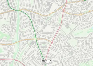 Gerahmter Druck : Birmingham B28 8 Karte Gerahmter Druck : Birmingham B28 8 Karte