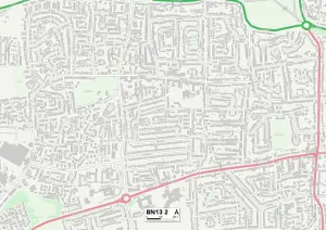 BN - Brighton Drucke: Worthing BN13 2 Karte