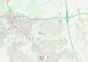 Drucke von Kartensektor-Plan für Carlisle CA12 Berliner Mauer Drucke: Karlsliep Caledonien A1 2 Karte
