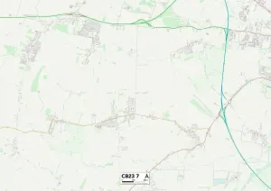 Gerahmter Druck : Kambridgeshire Cb23 7 Karte
