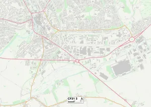 CF - Cardiff Drucke: Bridgend CF31 3 Karte