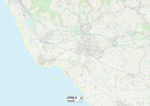 CF - Cardiff Drucke: Bridgend CF32 0 Karte
