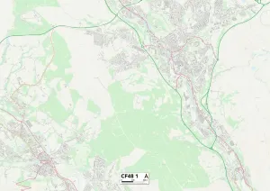 CF - Cardiff Drucke: Merthyr Tydfil CF48 1 Karte