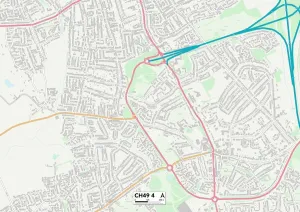 Gerahmter Druck : Wirral CH49 4 Karte Gerahmter Druck : Wirral CH49 4 Karte