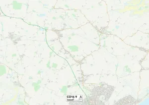 Gerahmter Druck : Tendring CO16 9 Karte Gerahmter Druck : Tendring CO16 9 Karte