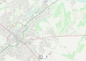 CT - Canterbury Drucke: Kent CT1 1 Karte