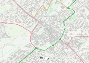 CT - Canterbury Drucke: Kent CT1 2 Karte