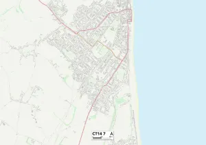 CT - Canterbury Drucke: Kent CT14 7 Karte