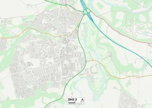 Grafschaft Durham DH3 3 Karte
