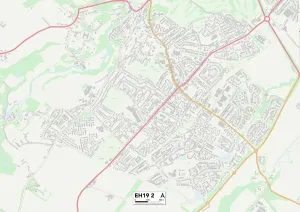 Gerahmter Druck : Midlothien EH19 2 Karte