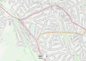 DE - Enfield Drucke: Bahnstrecke Barnet EN5 1 Karte
