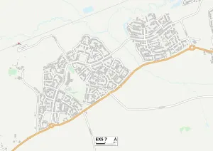 EX - Exeter Drucke: Ostdevon EX5 7 Karte