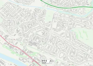 G - Glasgow Drucke: Glasgow G13 4 Karte