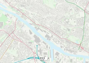 G - Glasgow Drucke: Glasgow G14 0 Karte