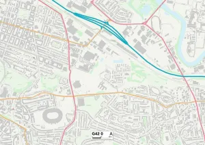 Gerahmter Druck : Glasgow, G42, Karte Gerahmter Druck : Glasgow, G42, Karte