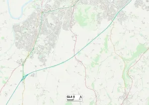 GL - Gloucester Drucke: Gloucester GL4 0 Karte