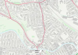 Gerahmter Druck : Harrow HA0 4 Karte Gerahmter Druck : Harrow HA0 4 Karte
