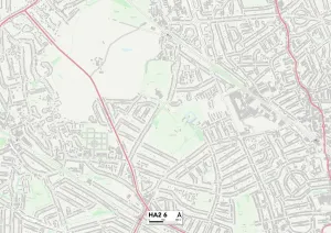 Gerahmter Druck : Harrow HA2 6 Karte Gerahmter Druck : Harrow HA2 6 Karte