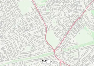 Gerahmter Druck : Harrow HA2 8 Karte Gerahmter Druck : Harrow HA2 8 Karte