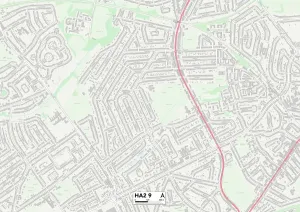 Gerahmter Druck : Harrow HA2 9 Karte Gerahmter Druck : Harrow HA2 9 Karte