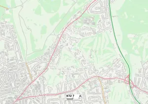 KT - Kingston Upon Thames Drucke: Königsthorp am Themse KT2 7 Karte