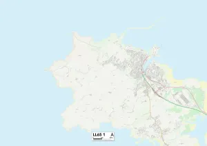LL - Llandudno Drucke: Wales, Anglesey, LL65 1 Karte