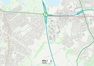M - Manchester Drucke: Tameside M34 2 Karte
