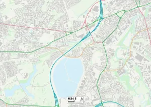 M - Manchester Drucke: Tameside, M34, 5 Karte