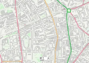 N - London N Drucke: Hackney N11 Karte