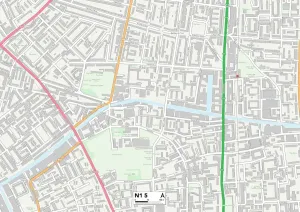 N - London N Drucke: Hackney N1 5 Karte