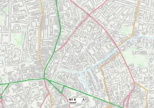 Gerahmter Druck : Hackney N1 8 Karte Gerahmter Druck : Hackney N1 8 Karte