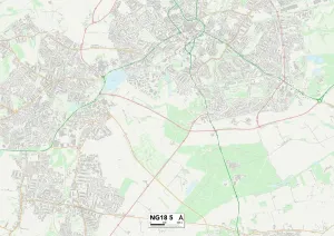 NG - Nottingham Drucke: Mansfield NG18 5 Karte