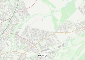 NG - Nottingham Drucke: Mansfield NG19 0 Karte