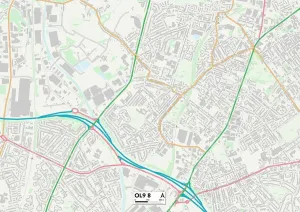 OL - Oldham Drucke: Altstadt OL9 8 Karte