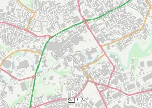 OL - Oldham Drucke: Rochdale OL16 1 Karte
