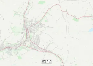 OL - Oldham Drucke: Rossendale OL13 9 Karte