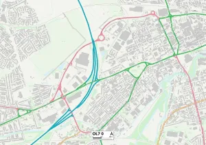 OL - Oldham Drucke: Tameside OL7 0 Karte