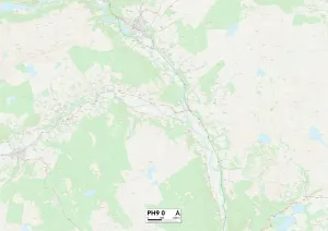 Gerahmter Druck : Perth und Kinross PH9 0 Karte Gerahmter Druck : Perth und Kinross PH9 0 Karte
