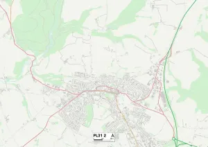 PL - Plymouth Drucke: Kornwal PL31 2 Karte