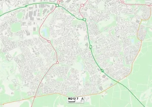 RG - Lesen Drucke: Bracknells Wald RG12 7 Karte